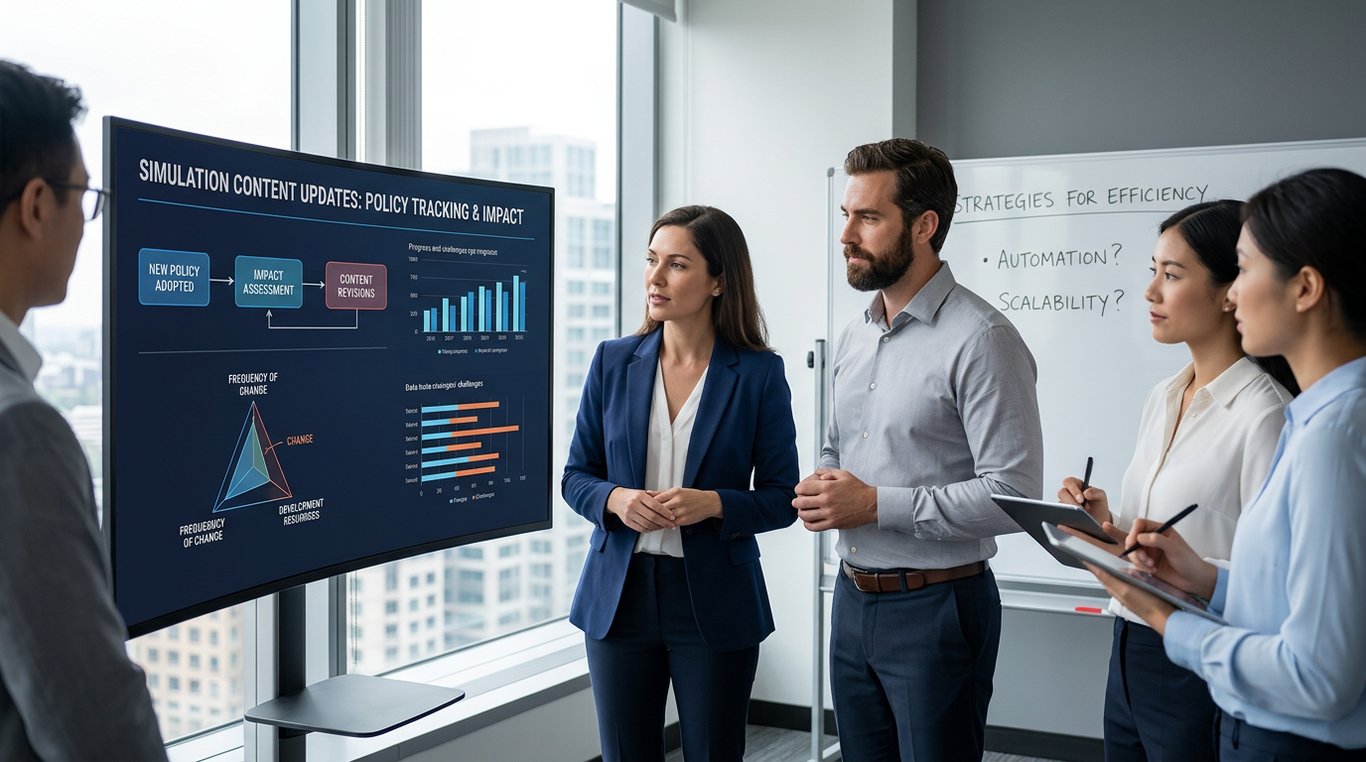 is it realistic to keep simulation content current when policies change frequently without