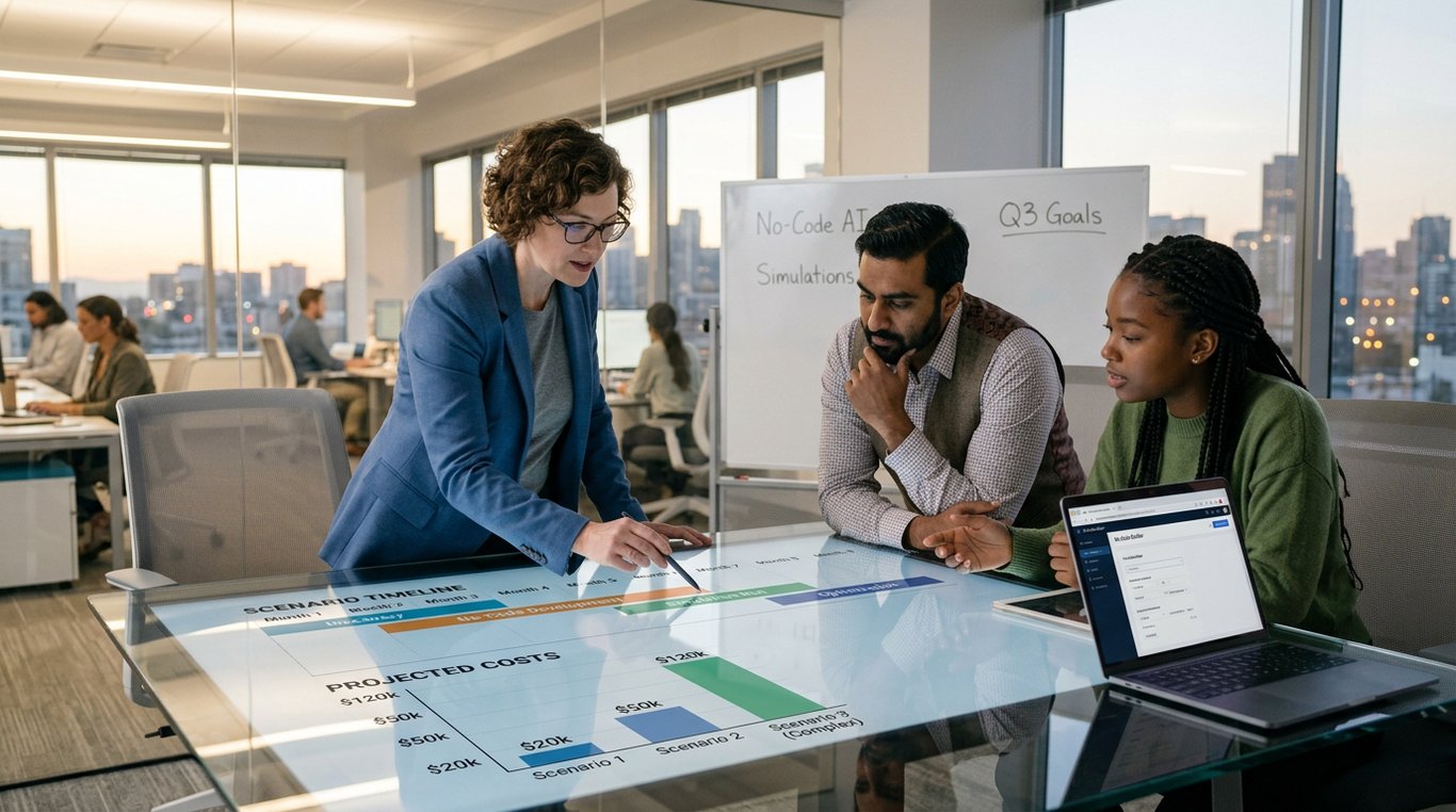 what is the expected timeline and cost to create our first set of no-code ai simulation sc