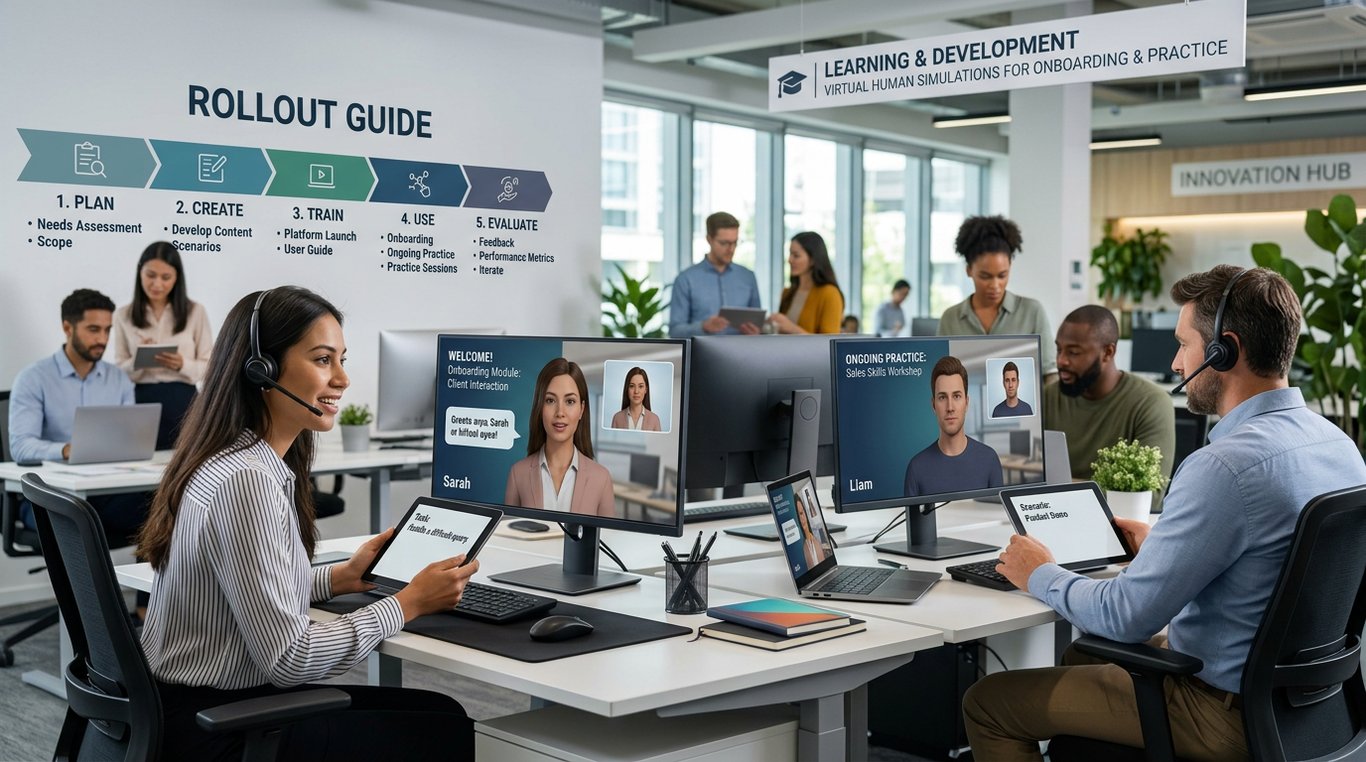 can virtual human simulations be used for both onboarding and ongoing practice and what do