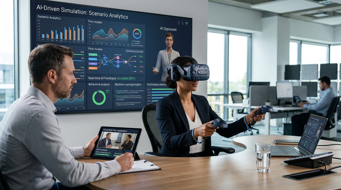 how do ai-driven simulations compare to virtual instructor-led role plays for scale cost a