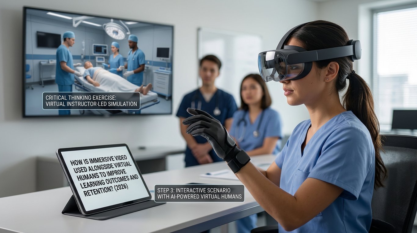 how is immersive video used alongside virtual humans to improve learning outcomes and rete