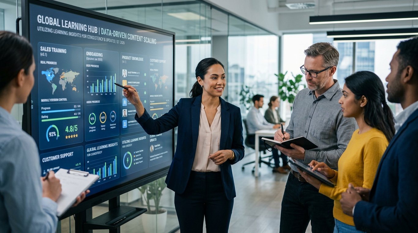 how do we use learning insights to scale content across teams while keeping the training c