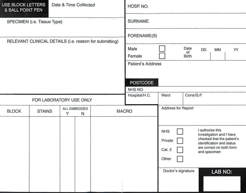 Excision Of A Naevus — Please fill out a pathology form. What would you like to know