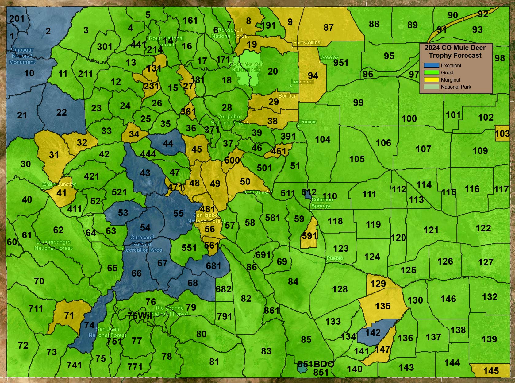 2024 CO Mule Deer Trophy Forecast