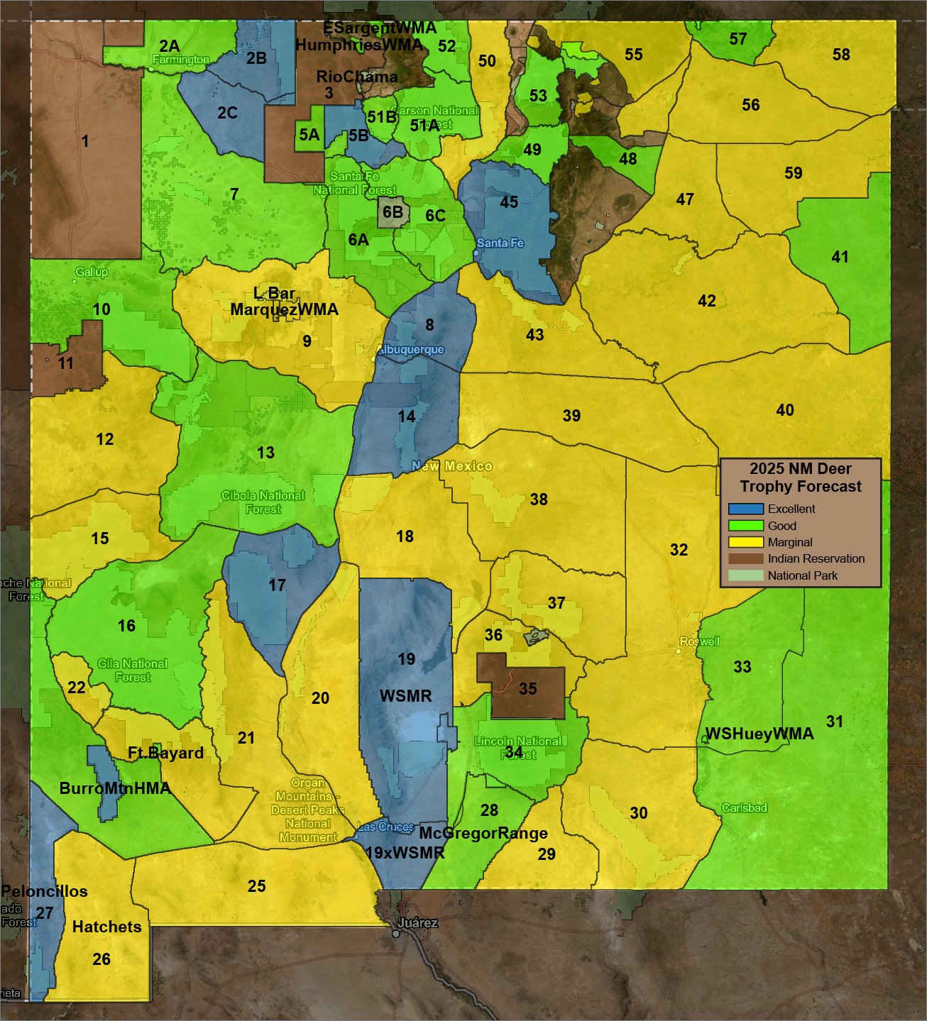 2025 New Mexico Deer Hunt Areas