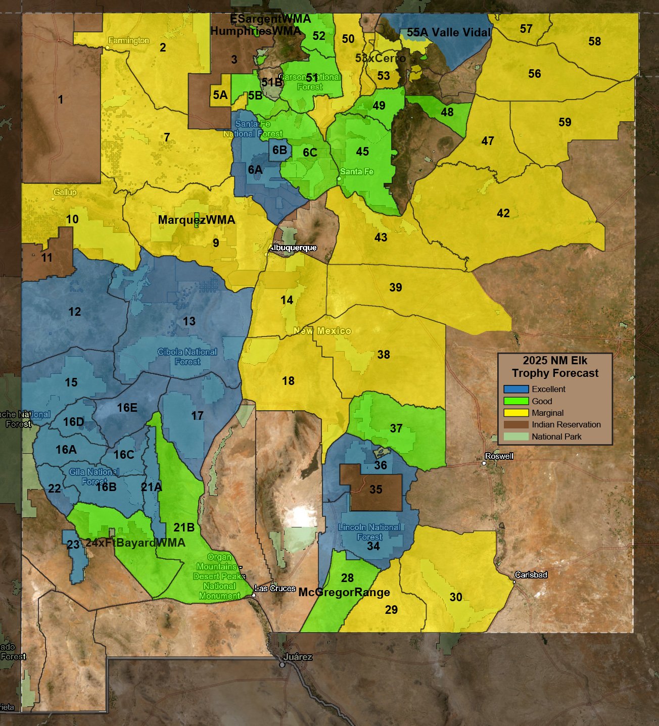 2025 New Mexico Elk Hunt Areas