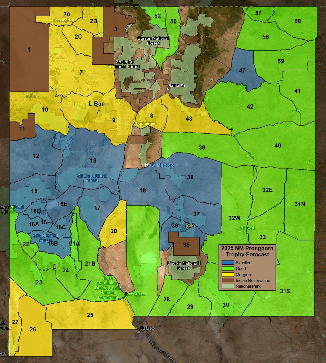 2025 New Mexico Pronghorn Hunt Areas