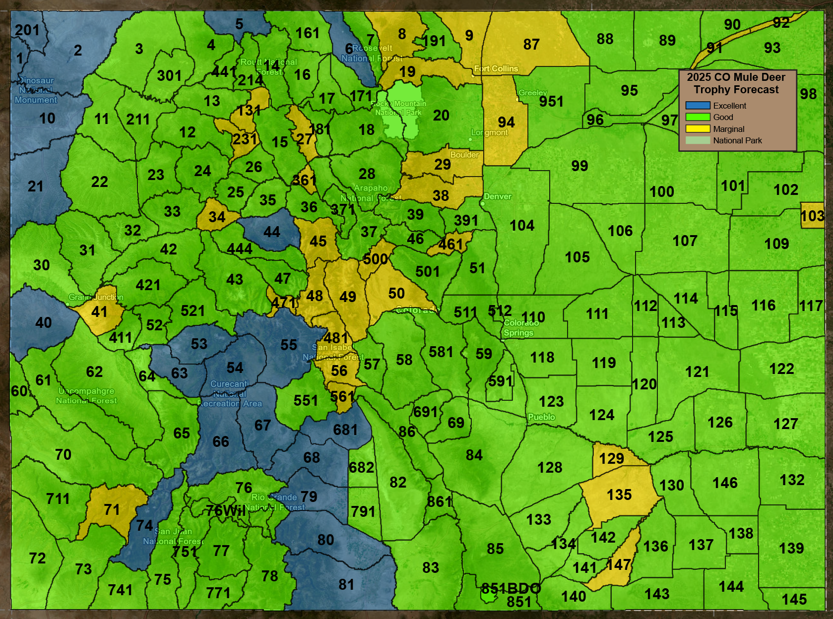 2025 CO Mule Deer Trophy Forecast