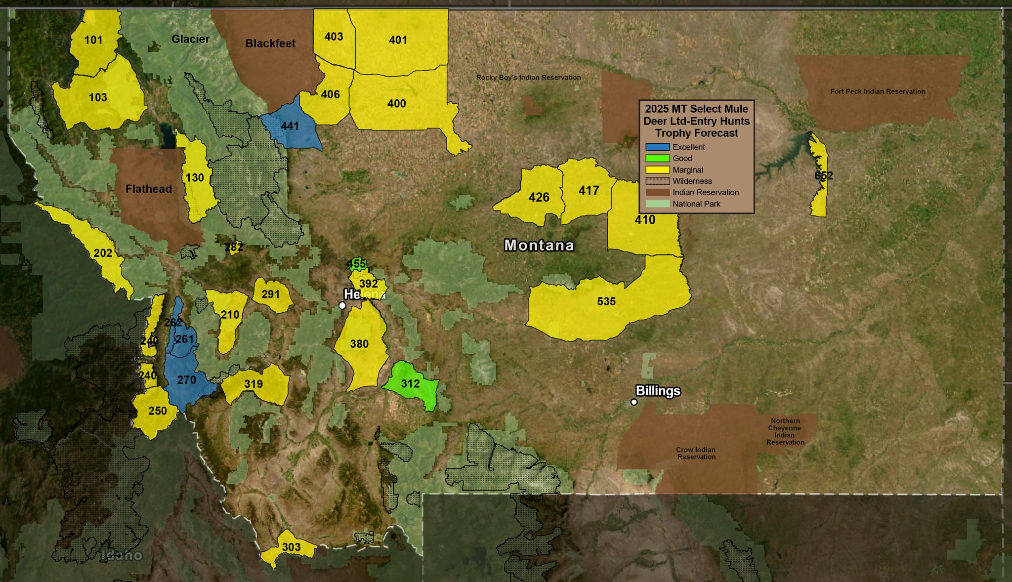 2025 MT Select Mule Deer Ltd Entry Hunts Trophy Forecast