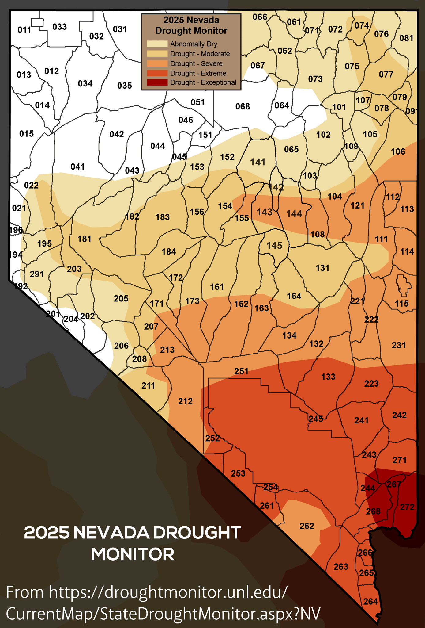 2025 Nevada Drought Monitor