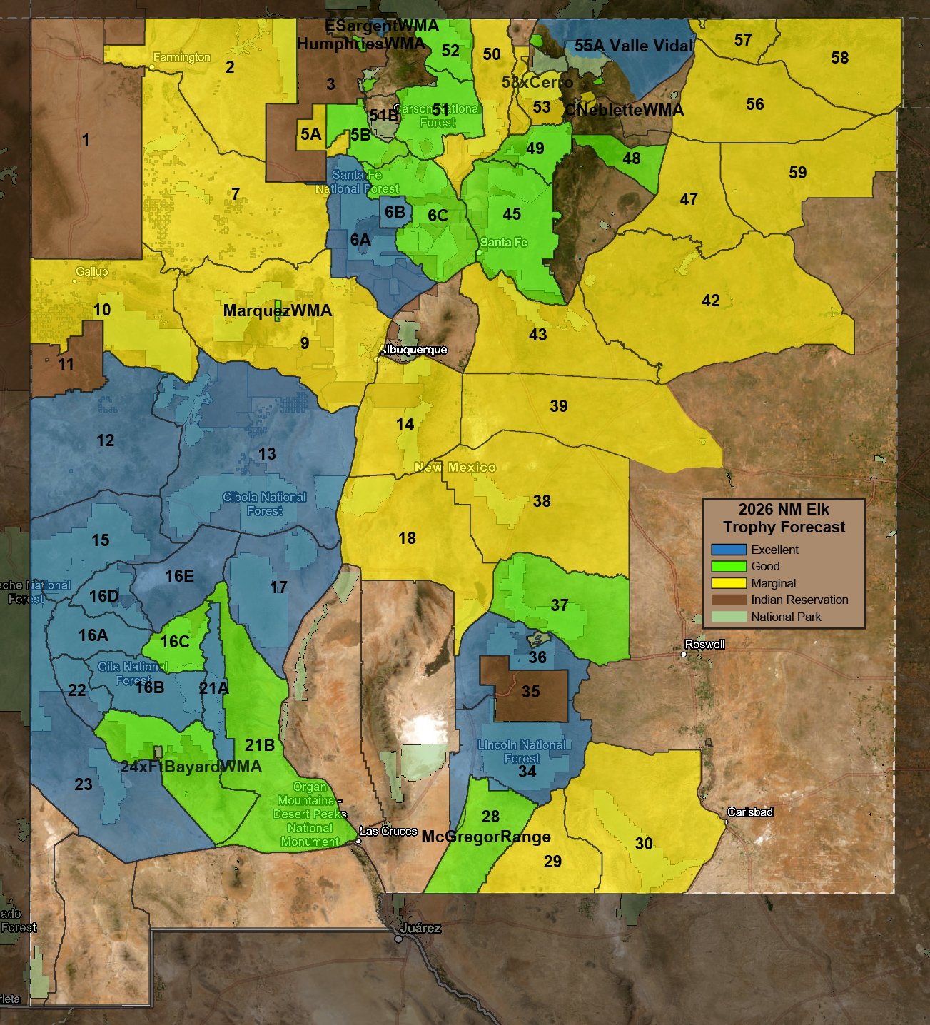 2026 New Mexico Elk Hunt Areas