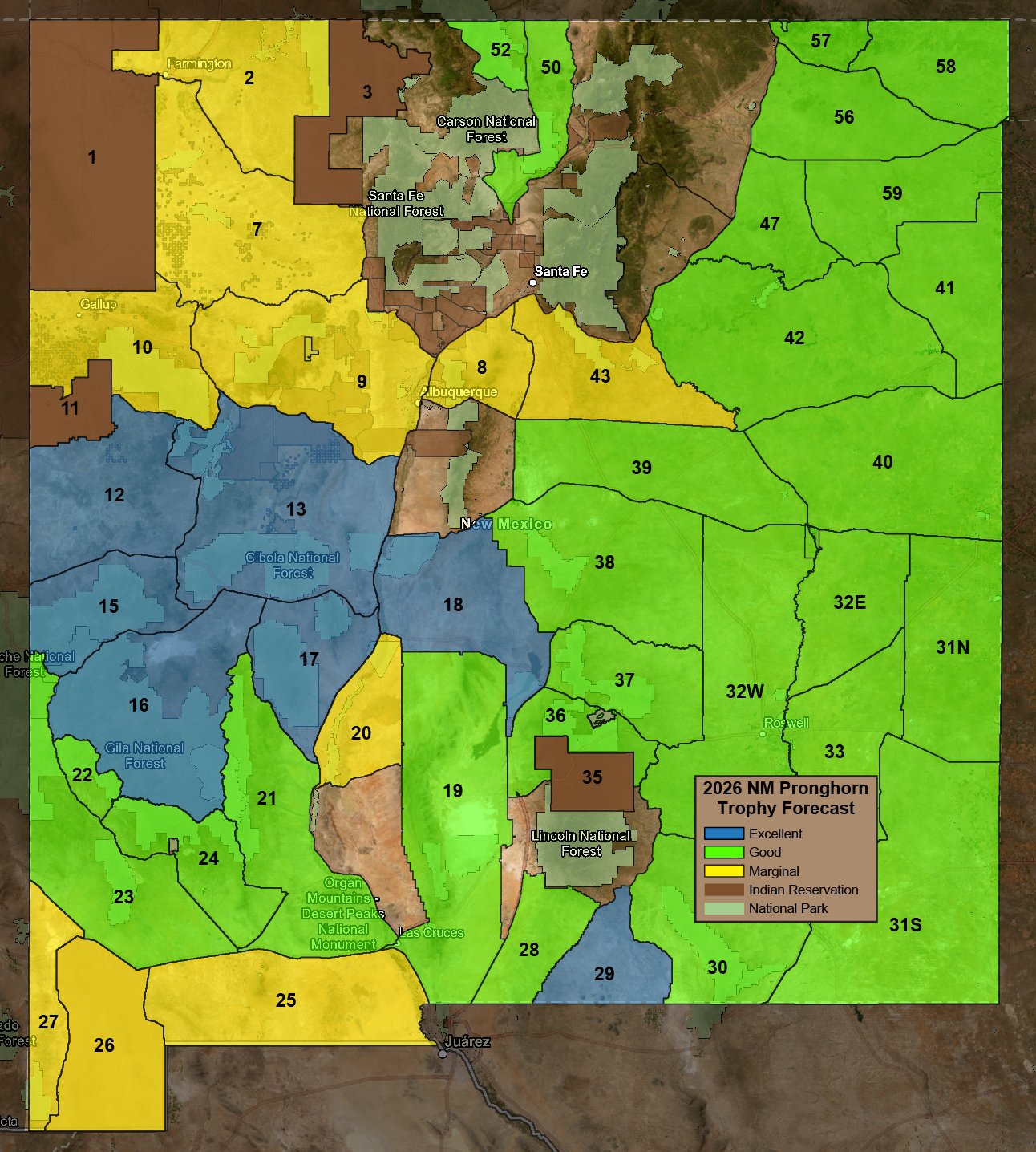 2026 New Mexico Pronghorn Hunt Areas