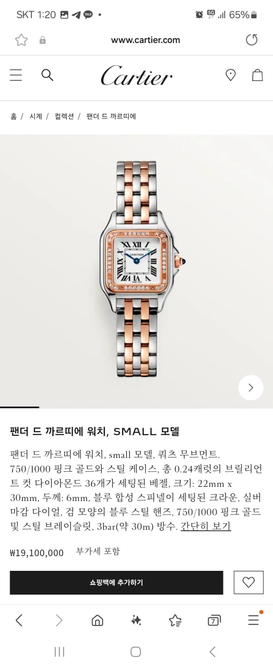 까르띠에 팬더 드 워치 - 시계