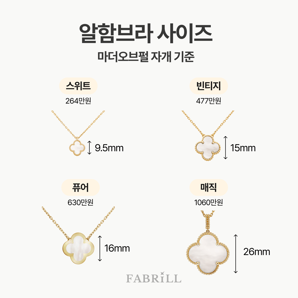 반클리프 아펠 모델사이즈별 크기, 가격, 실착 비교