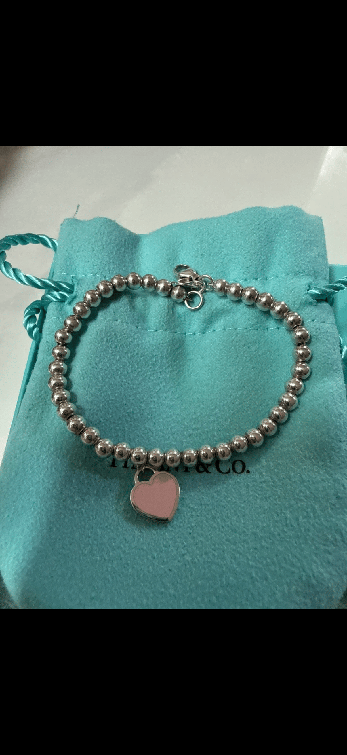 티파니 리턴 투 티파니 핑크 하트 태그 비드 브레이슬릿