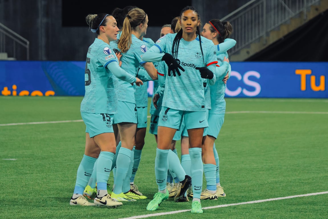 Vista del Estadi Johan Cruyff, sede del Barcelona–OH Leuven de la Champions femenina