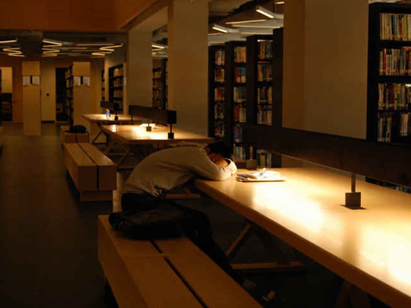 在图书馆睡觉