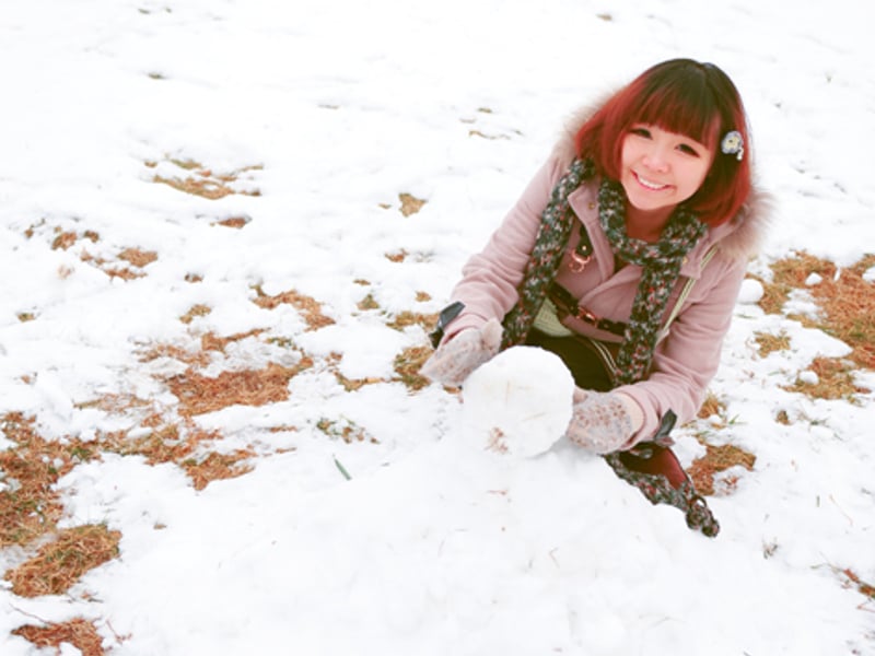 踩在新鲜的雪上