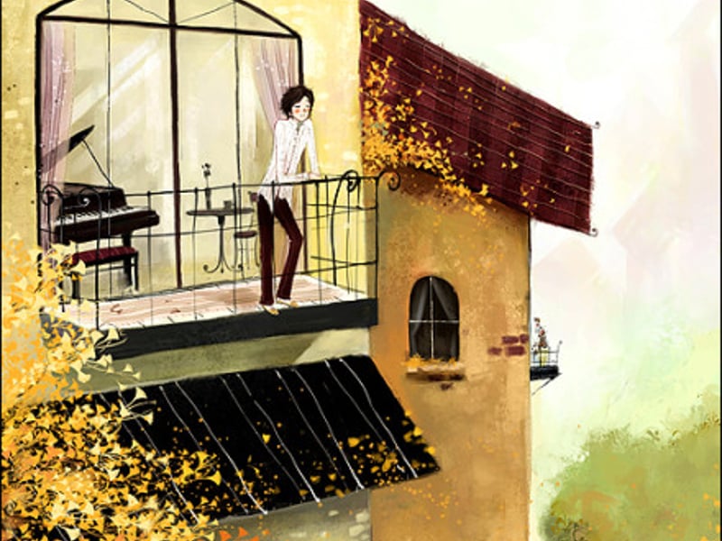 教室玻璃窗外轻轻晃动的绿色午后暖暖的阳光