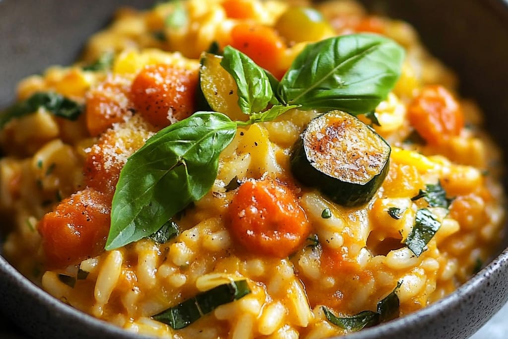 Risotto de Pâtes aux Courgettes, Tomates et Boulettes : Un Repas Incroyable et Coloré