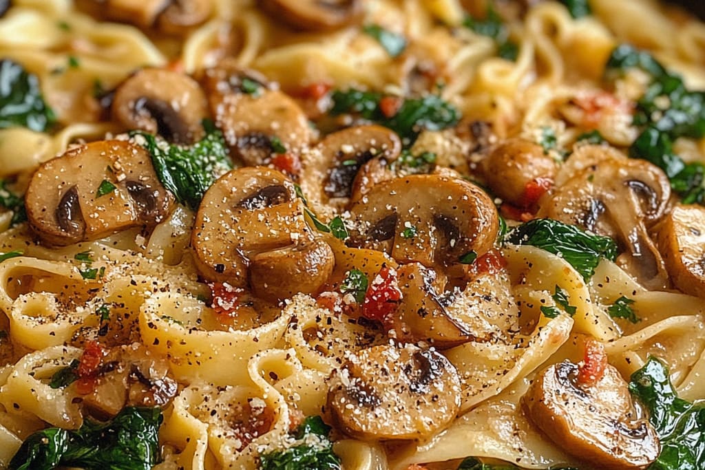 Parmesan Spinach Mushroom Pasta Skillet: An Incredible 7-Ingredient One-Pan Meal