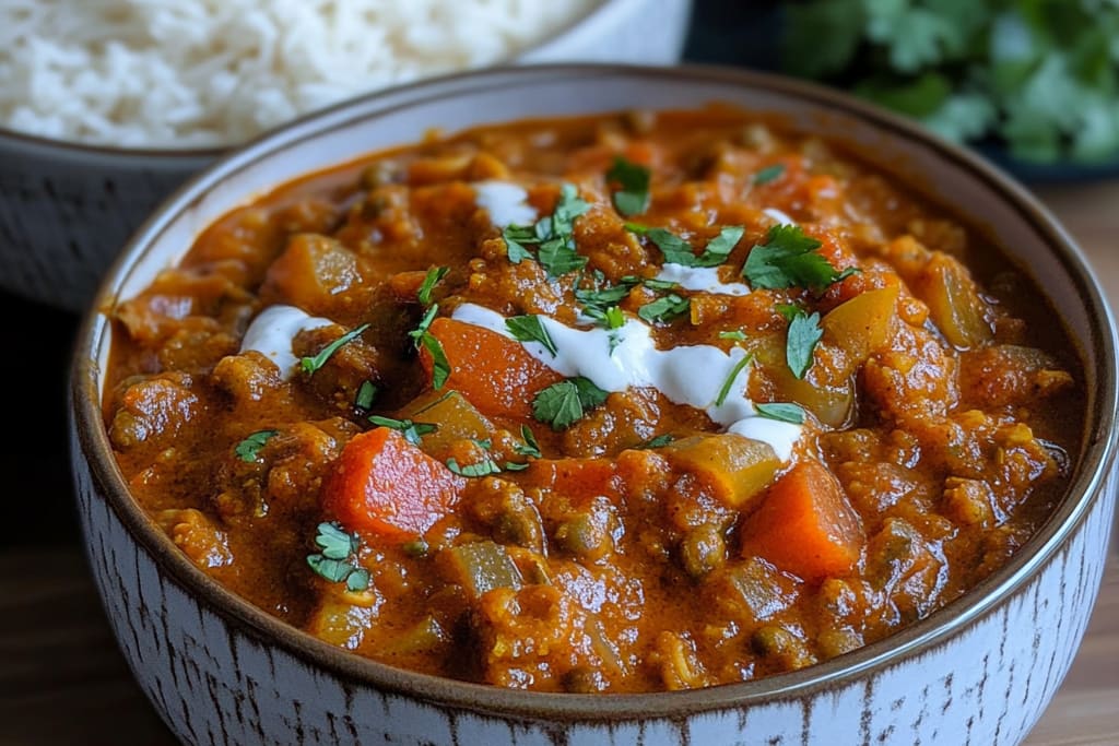 Curry d’Aubergines et Lentilles Corail : Une Fusion Végétale Réconfortante et Incroyable