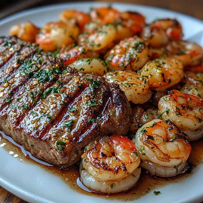 Contre-filet au beurre à l’ail et crevettes : Une Recette Incroyable Ultime