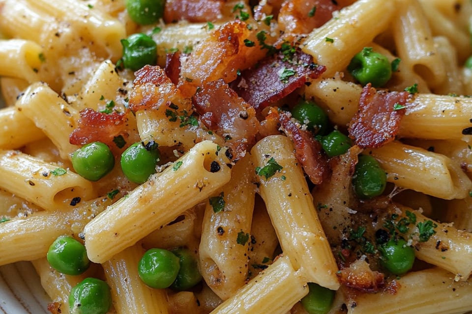 Penne Pasta with Peas and Bacon: An Incredible Comfort Dish
