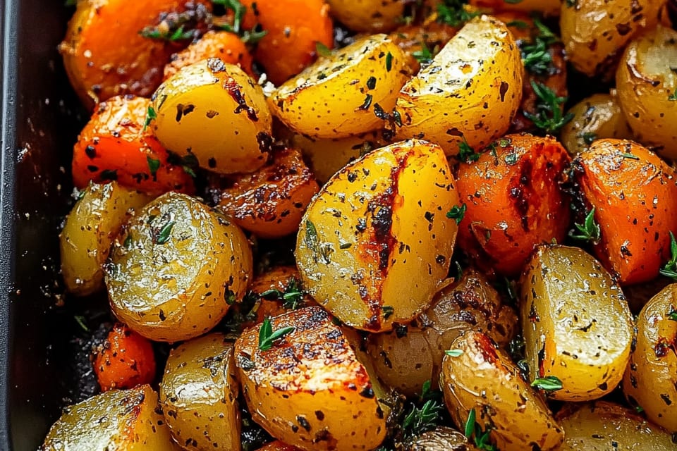 Garlic Herb Roasted Potatoes and Carrots: An Amazing Ultimate Vegetable Side Dish