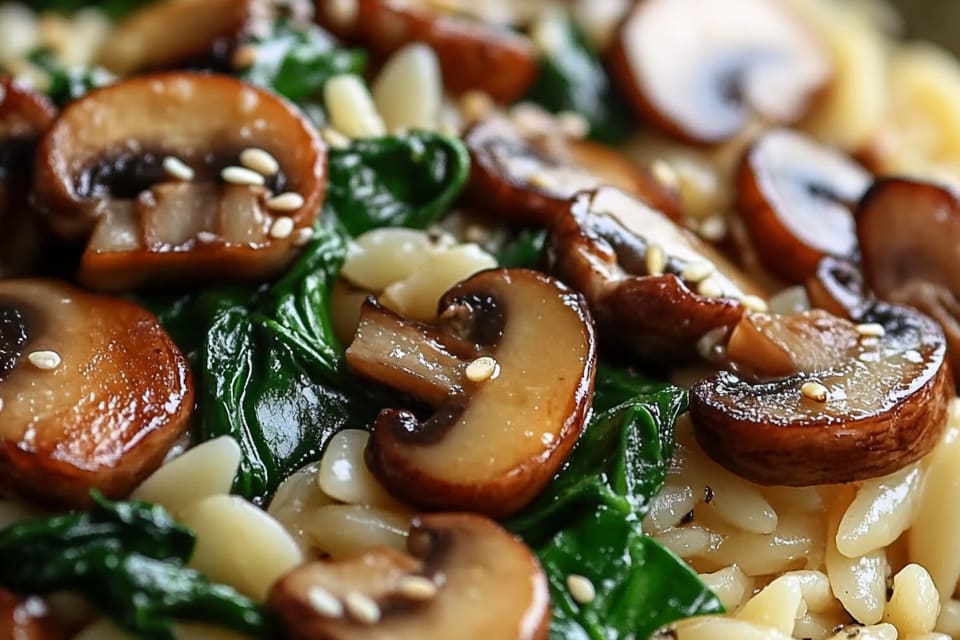 Spinach Mushroom Orzo: An Incredible Ultimate Vegetable Side Dish