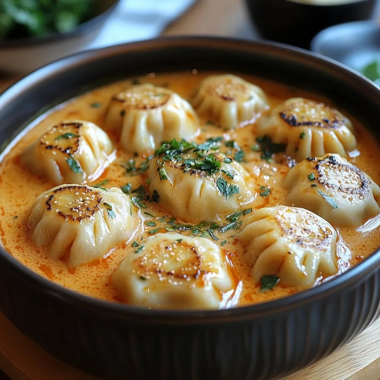 Raviolis à la vapeur dans une sauce au curry rouge thaï : Une Recette Incroyable Ultime