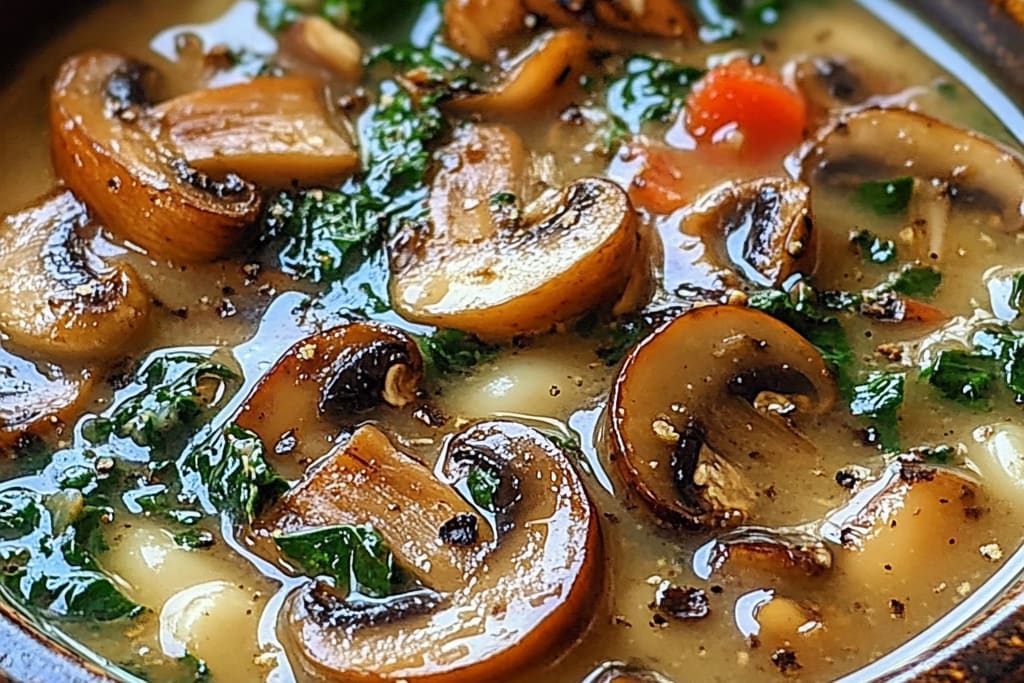 Mushroom, Caramelized Onion & Kale Soup: An Incredible Ultimate Comfort