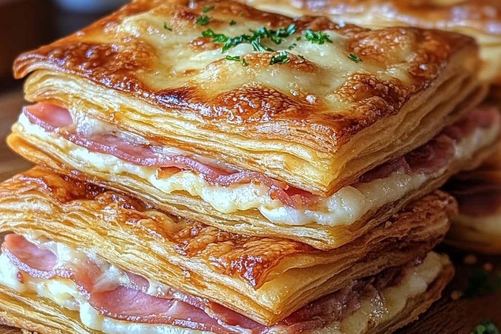 Crispy Ham & Cheese Puff Pastry Stacks: The Incredible 7-Layer Wonder