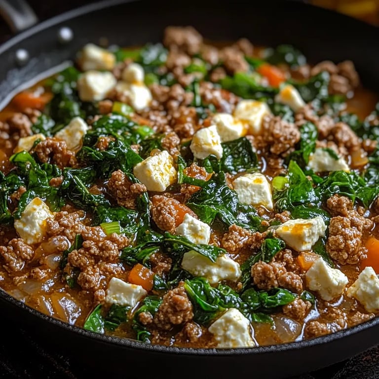 Ground Beef & Spinach Skillet w/ Feta: An Amazing Ultimate Recipe