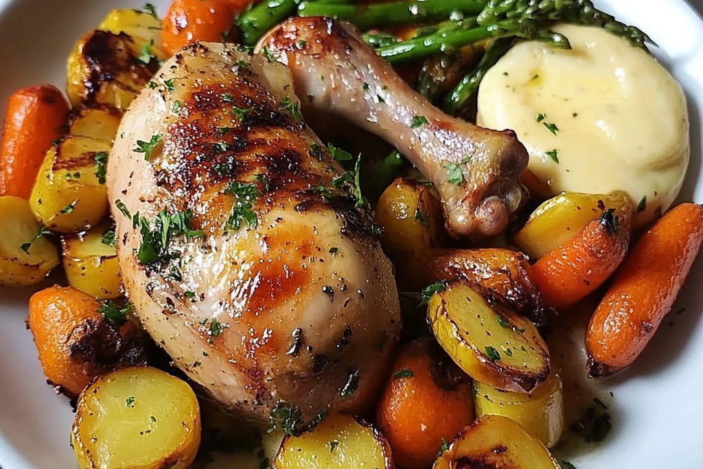 Cuisses de Poulet Rôties aux Légumes Colorés : Un Repas Incroyable et Réconfortant
