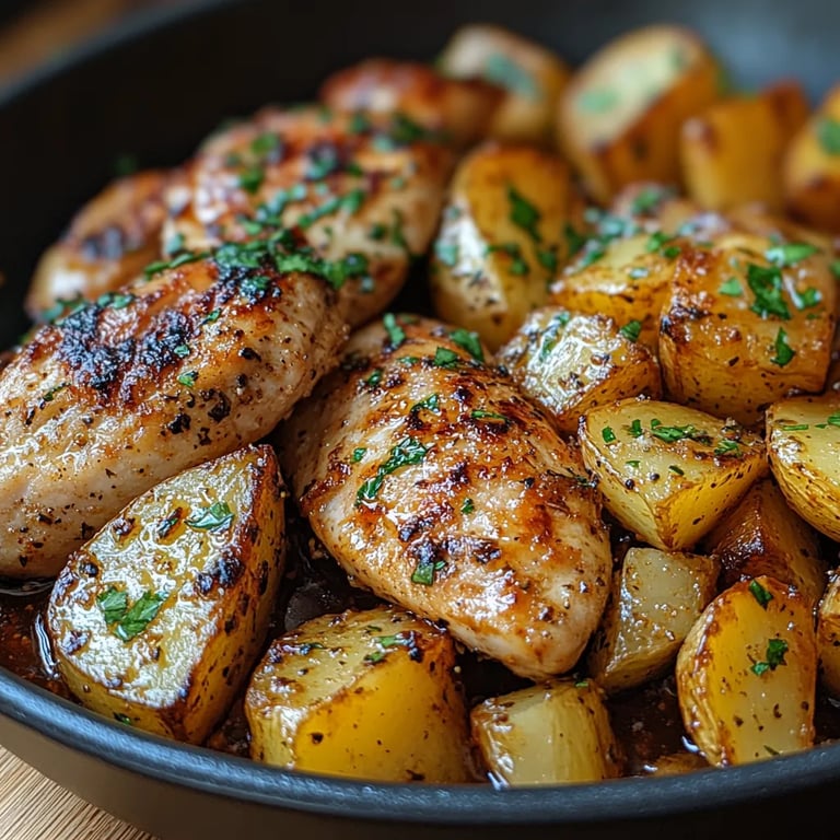 Poêle de Poulet et Pommes de Terre au Beurre à l’Ail : Une Recette Incroyable Ultime