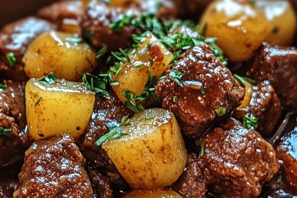 Slow Cooker Garlic Butter Beef Bites & Potatoes: An Incredible Comforting Meal