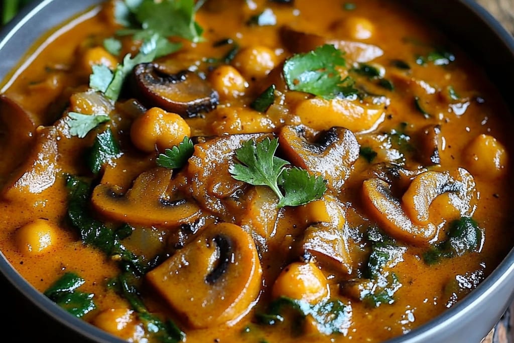 Mushroom Curry with Spinach & Chickpeas: An Incredible 7-Step Recipe