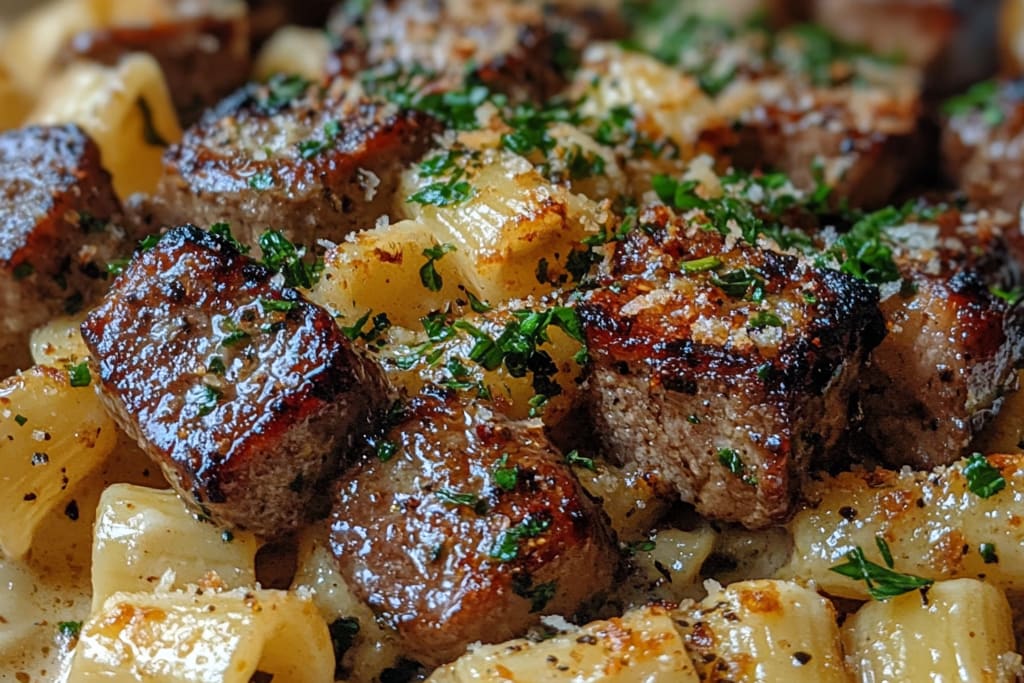 Pâtes Alfredo au steak crémeux : Une Recette Incroyable Ultime