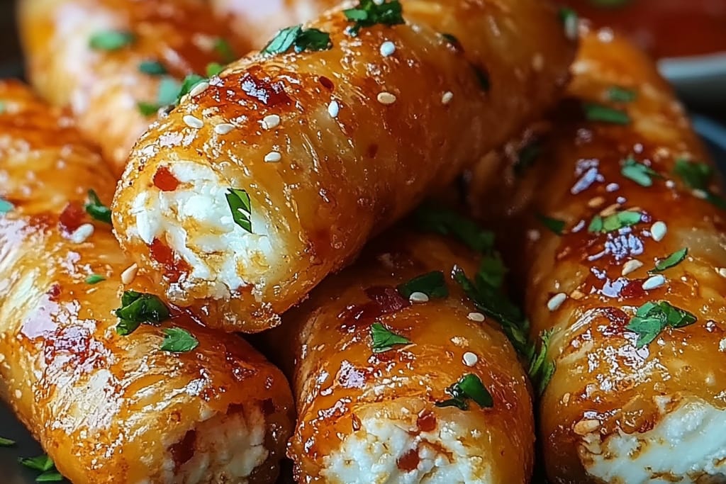 Oven Fried Feta Rolls with Chili Honey: An Amazing Ultimate Breakfast Treat