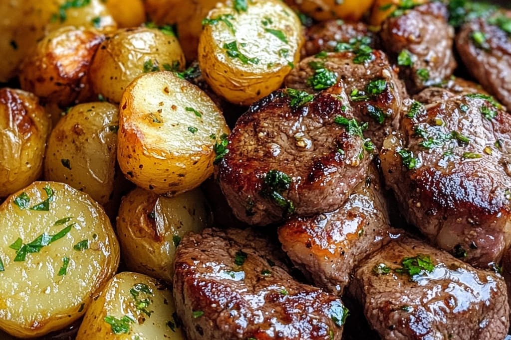 Garlic Butter Steak Bites and Potatoes: An Amazing Ultimate One-Pan Meal