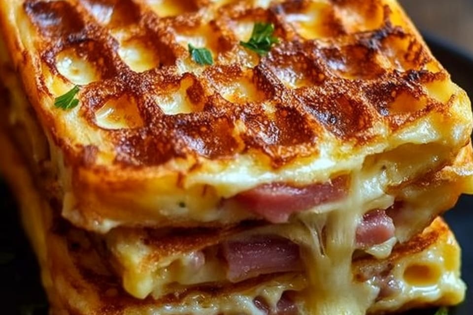 Gaufres Salées Croustillantes au Jambon et Fromage : Une Explosion de Saveurs au Petit Déjeuner
