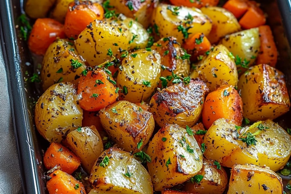 Garlic Herb Roasted Potatoes, Carrots, and Zucchini : Un Accompagnement Coloré et Savoureux