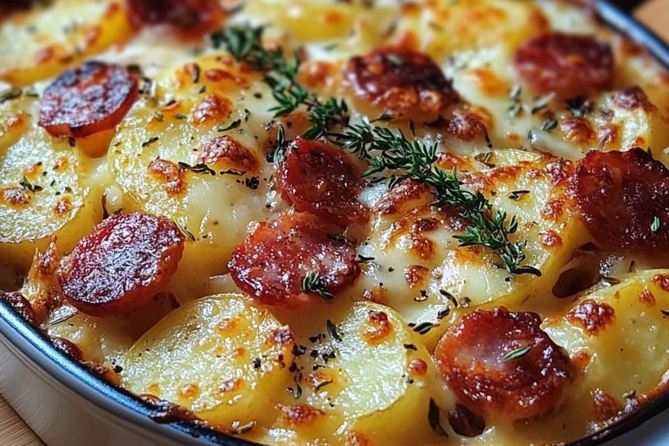 Gratin Rustique de Pommes de Terre au Chorizo et Béchamel : Un Plat Réconfortant et Gourmand