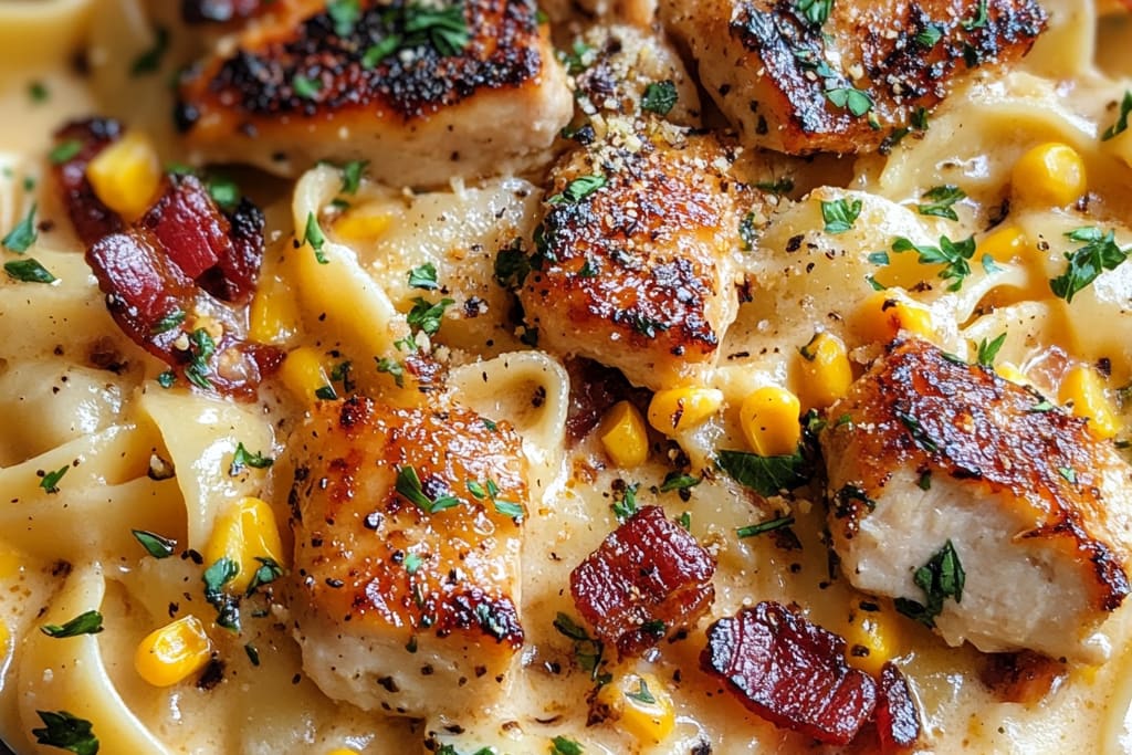 Creamy Chicken Pasta with Corn and Bacon: An Amazing Ultimate Recipe