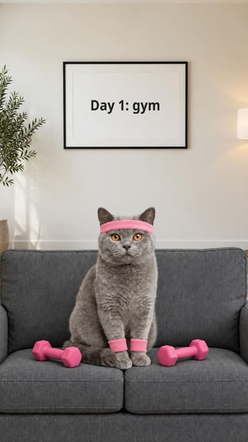 New year, new me pet meme slideshow example with a British Shorthair