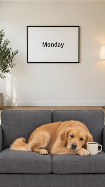 Me every day of the week pet meme slideshow example with a Golden Retriever