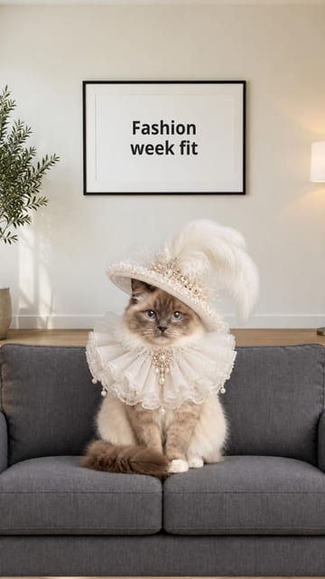 Fit check pet meme slideshow example with a Ragdoll