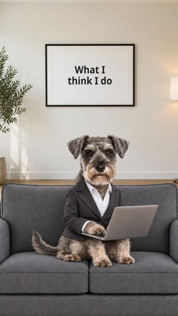 My job description pet meme slideshow example with a Miniature Schnauzer