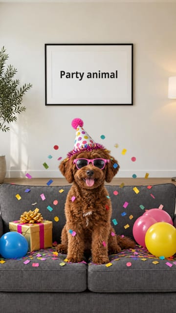 My birthday pet meme slideshow example with a Poodle